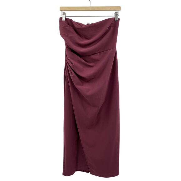 Abercrombie & Fitch plum strapless midi dress TALL - Picture 3 of 5
